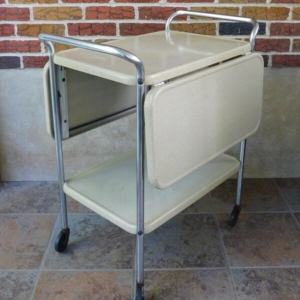 Vintage Drop Leaf Cosco Cart, Portable Kitchen Cart, Buffet or Bar Cart, Utility Cart