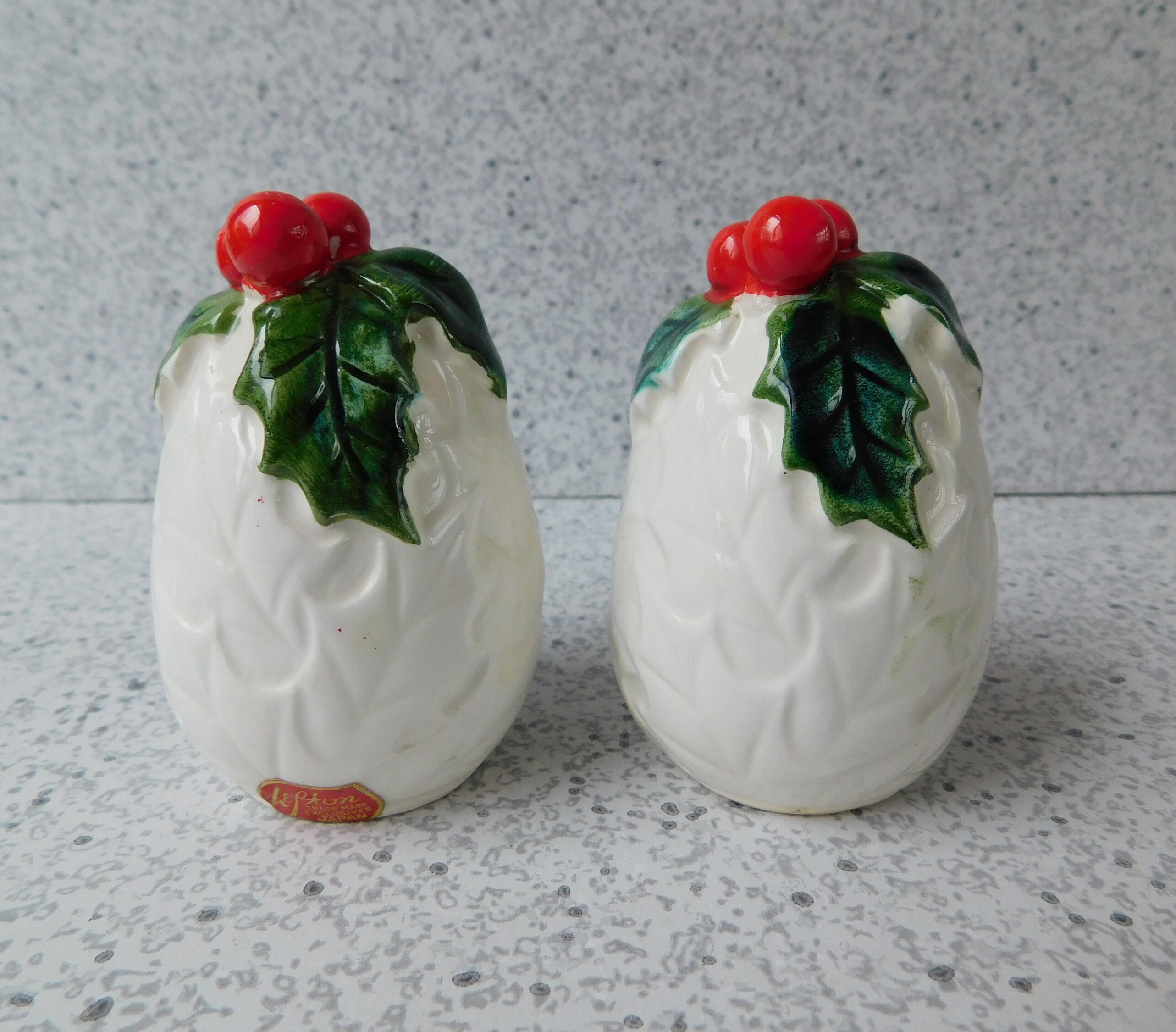 Lefton Labels Vintage Lefton White Holly Salt and Pepper Shakers With Labels, Lefton ...