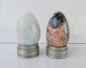 Your Choice of Vintage Alabaster Easter Eggs, Grayish White or Pink and Black