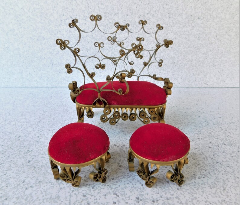 4 Piece Set of Tin Can Quilling Miniature Furniture Red Etsy