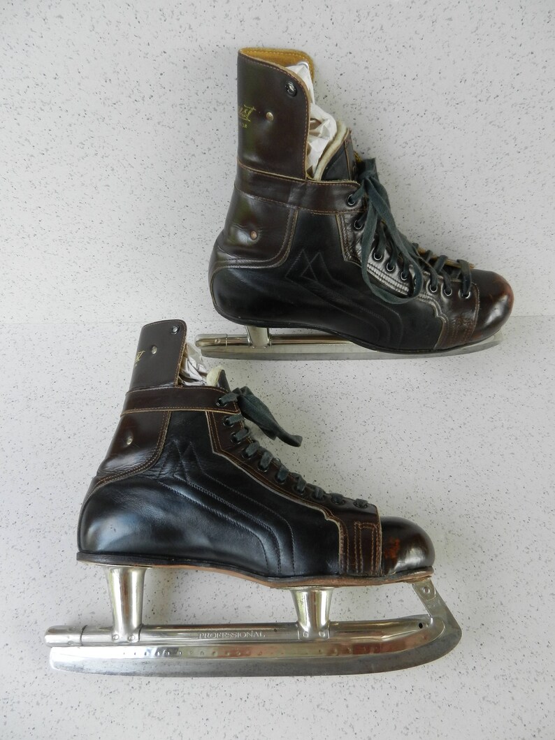 Mid Century Daoust Leather Ice Hockey Skates Tube Skates Ice Etsy