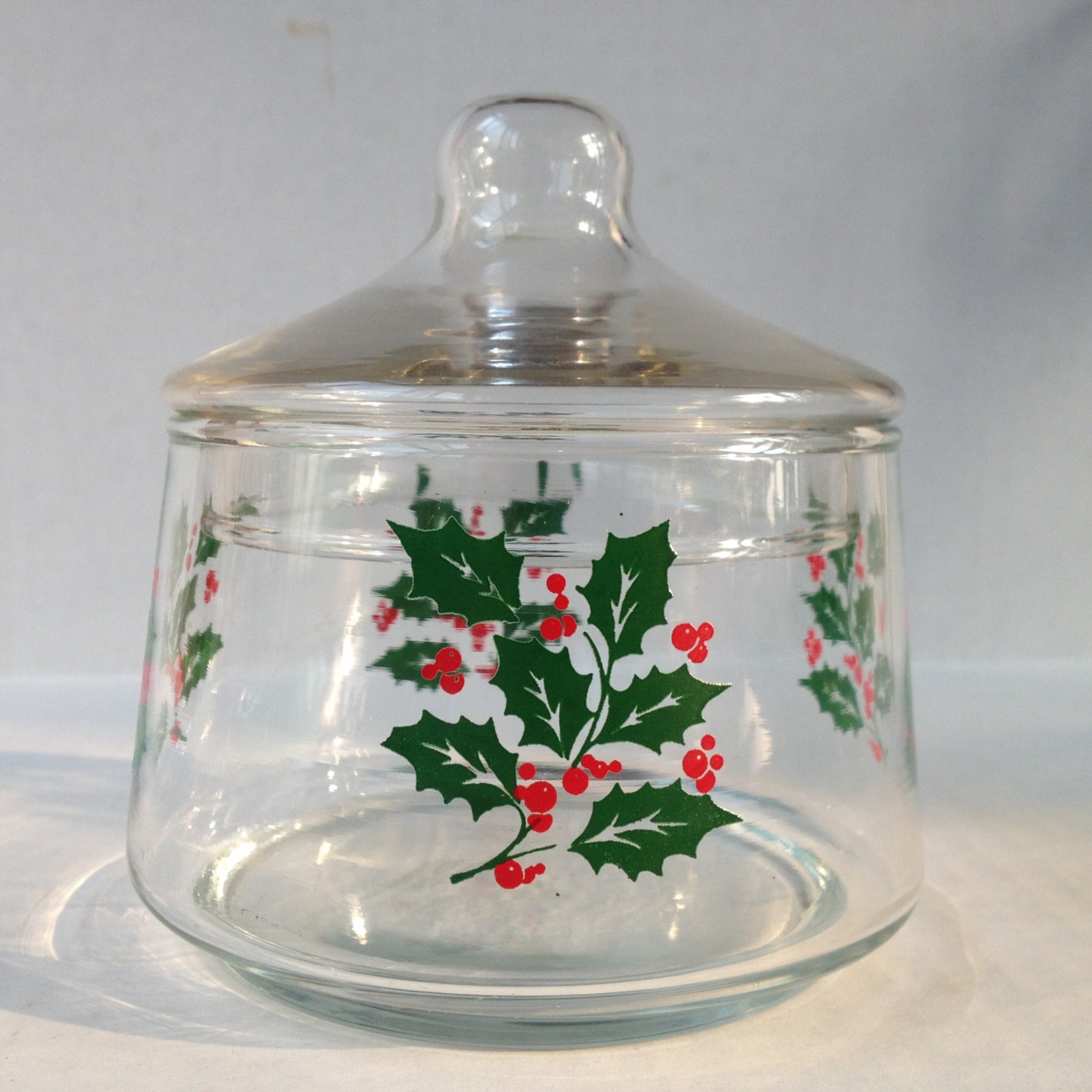 Holly Berry Christmas Candy Dish With Lid Etsy