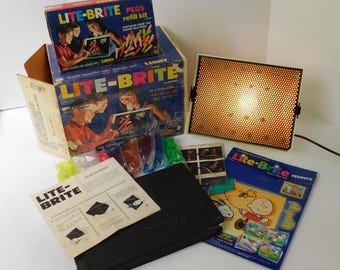 Complete and Working 1967 Hasbro Lite Brite in Original Box with Pegs and Picture Sheets