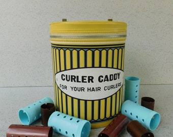 Vintage Curler Caddy, Curler Storage, Curler or Roller Case, Carry Case, Hair Care Storage, Beauty Salon, Hairdresser, Hair Stylist, Decor