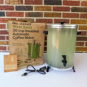 Large Working Avocado Green West Bend 12 - 30 Cup, Complete with Instructions and Original Box, FREE SHIPPING