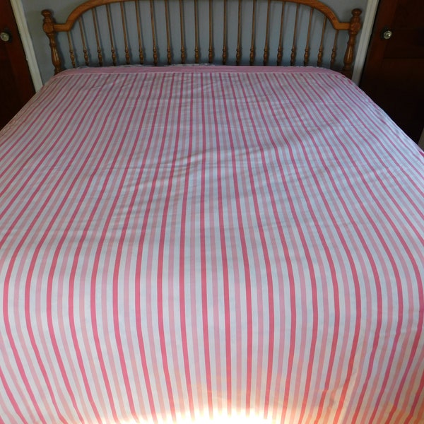 Vintage Pink and White Stripe Twin Flat Sheet, Fashion Manor from JC Penneys, Cotton and Polyester No Iron Muslin