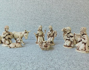 Vintage 11 Piece Ceramic Nativity Set, Holy Family, 3 Wise Men, Religious Christmas Decor