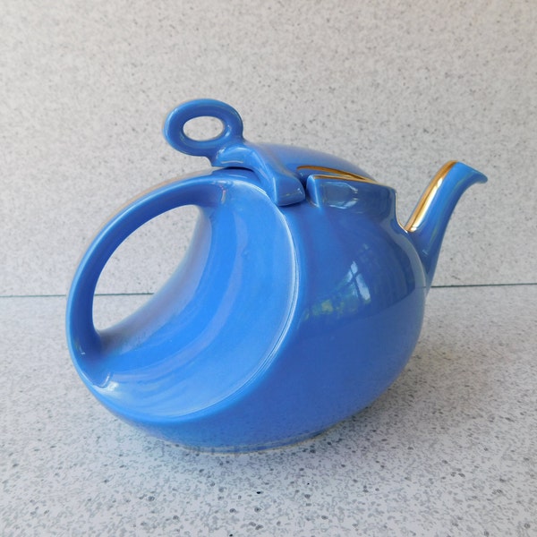 Art Deco Hall's Streamline Cadet Blue Teapot, 6 Cup Hall Teapot, Retro Kitchen Decor