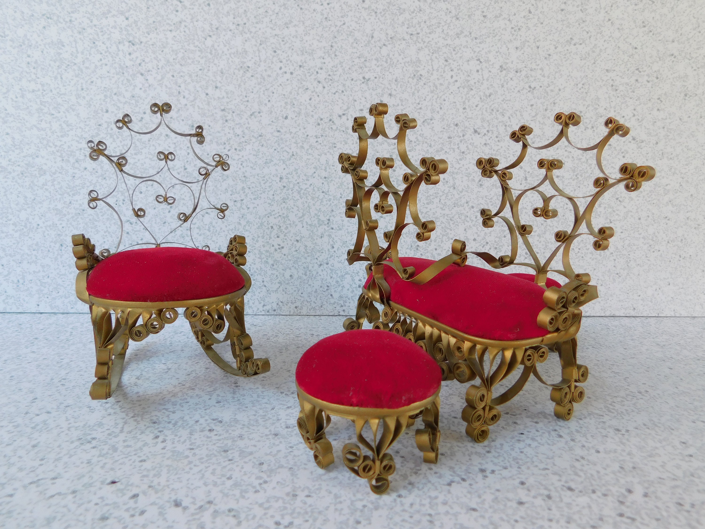 4 Piece Set of Tin Can Quilling Miniature Furniture Red Etsy