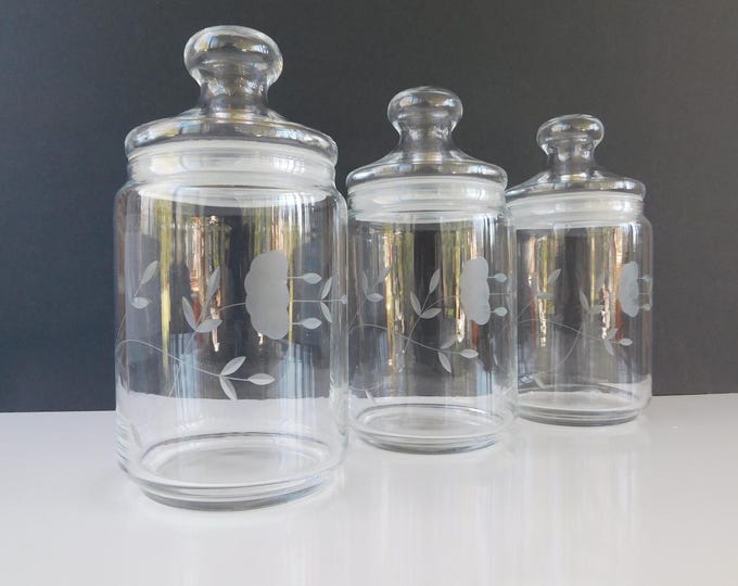 Princess Glass Containers ONE Vintage Princess House Heritage Glass Canister, Clear Glass Jar ...