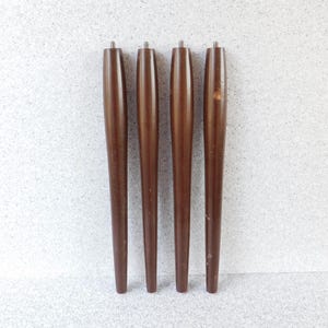 4 Wooden Mid Century Tapered Table Legs, Replacement Legs, End Table Legs, Coffee Table Legs, Dark Brown