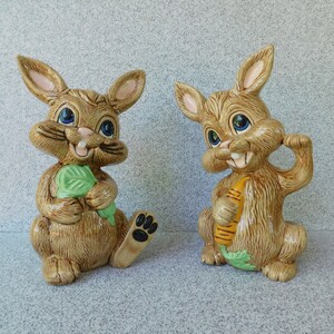 1974 Pair of Large Ceramic Bunnies, 2 Ceramic Rabbits, Spring or Easter Decor, Easter Decoration, Easter Bunny