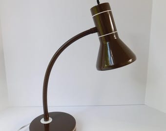 Vintage Brown Gooseneck Desk Lamp, Office or Reading Lamp