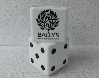 Vintage Bally's Park Place Casino Hotel Souvenir Planter or Vase, Bally's Pair-O-Dice by Rego, Made in Japan, Atlantic City