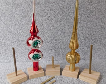 Set of 5 Wooden Stands for Christmas Tree Toppers, Tree Topper Holders, Holiday Display, Decor, Mantel Decoration