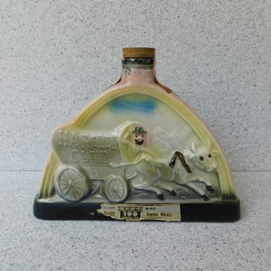 1969 Harolds Club Jim Beam Decanter, Reno Casino Memorabilia, Conestoga Wagon Decanter, Kitsch Bar Decor