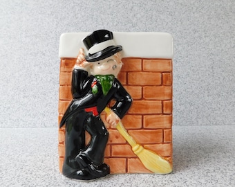 Vintage Inarco Christmas Chimney Sweep Planter, Kitschmas Decor