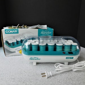 1998 Conair Easy Holding Hairsetter Electric Hot Rollers Velcro No Slip Curlers Original Box with Instructions