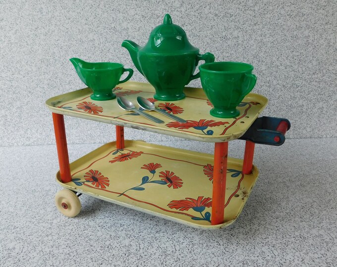 Vintage Ohio Art Toy Tea Cart 3 Wheeled Trolley for Tea Set Etsy