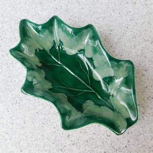 1958 Ceramic Holly Leaf Candy Dish