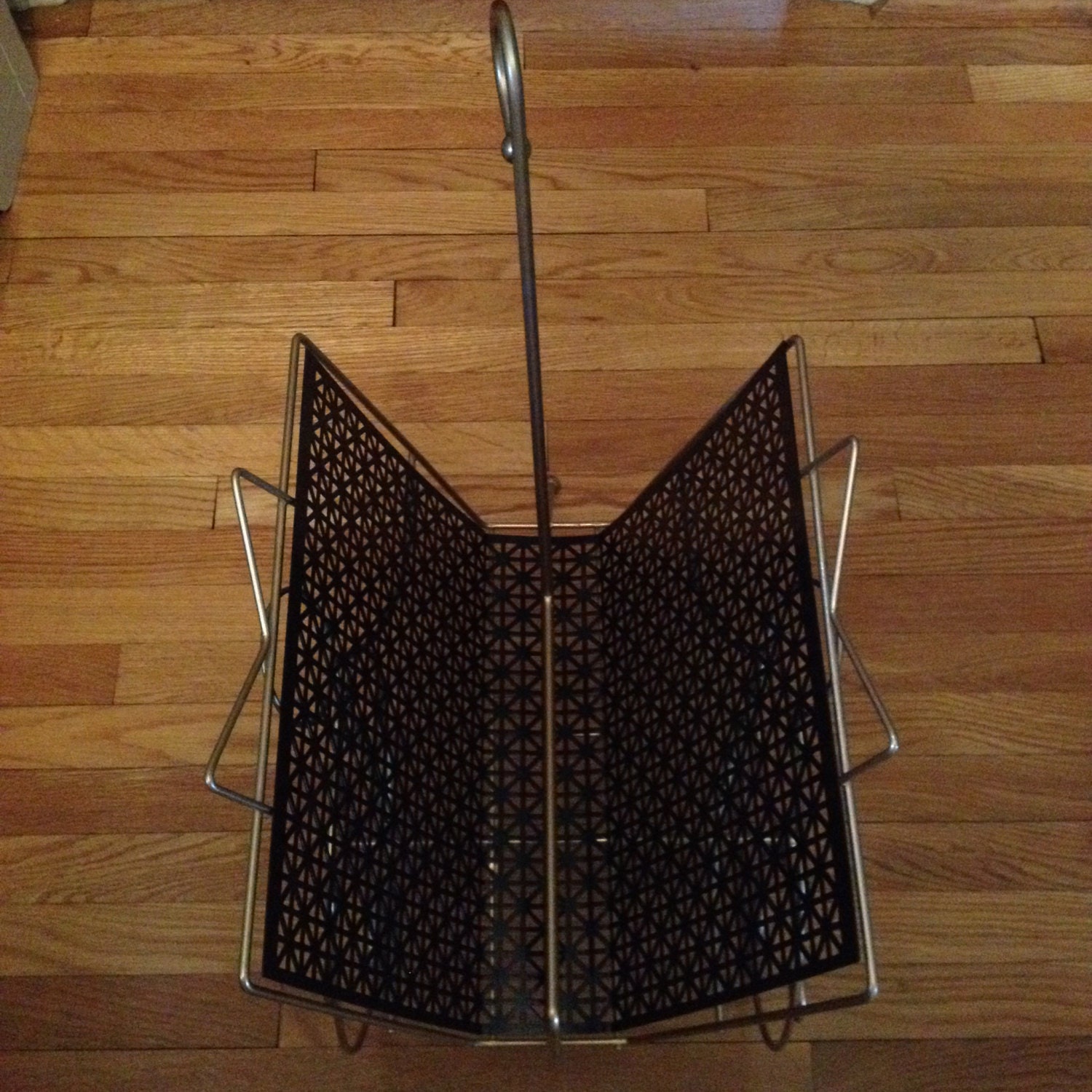 Large Mid Century Wheeled Record Rack, Magazine or Book Rack, Metal ...