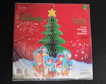 Eureka 1987 NOS Disney Christmas Honeycomb Centerpiece with Donald Duck, Daisy and Goofy