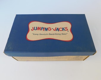 Vintage Mid Century Jumping Jacks Shoe Box, Vaisey Bristol Shoes