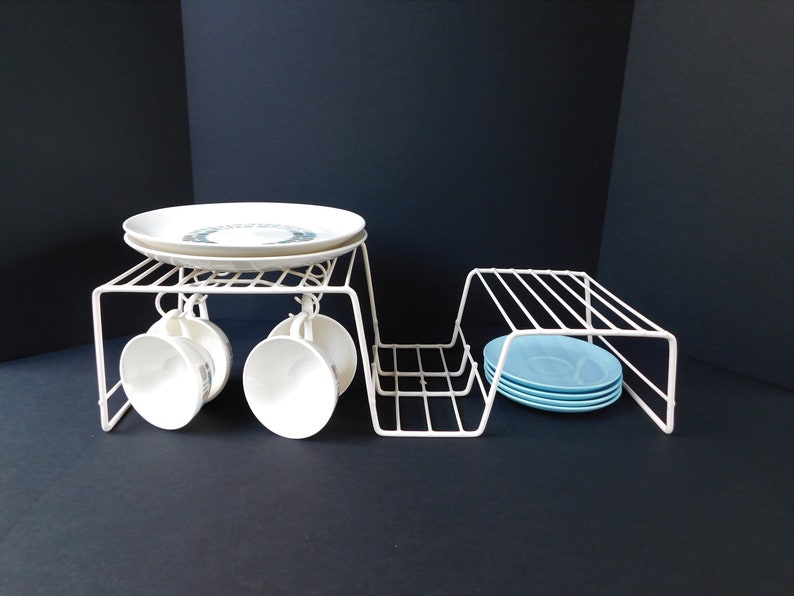 Large Offwhite Kitchen Cupboard Organizer Plate Rack Cup Etsy
