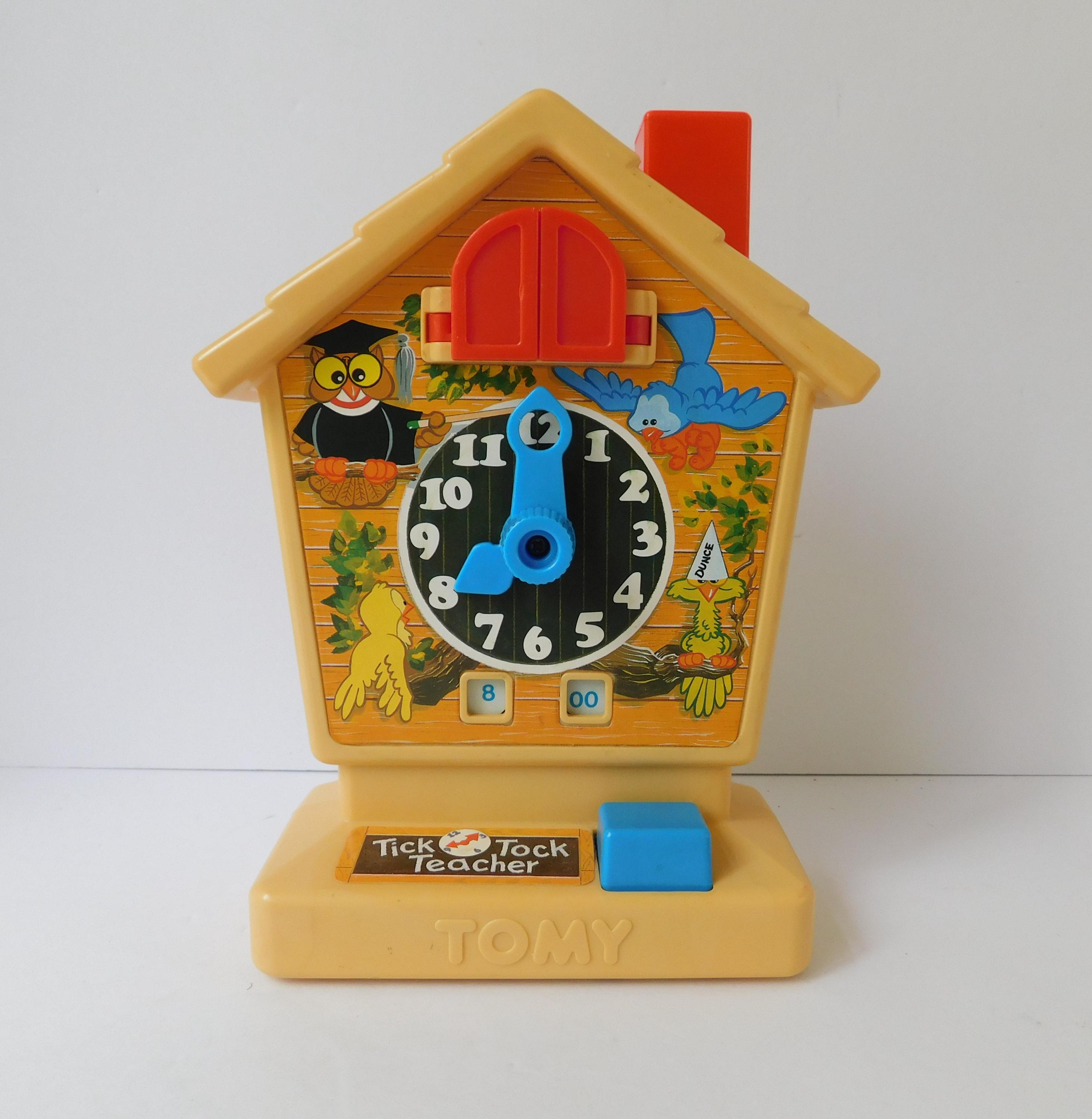 1980s Tomy Tick Tock Teacher Educational Toy Clock, Learn to Tell