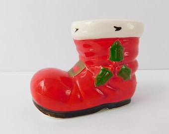 Small Vintage Lefton Santa Christmas Boot, Made in Japan