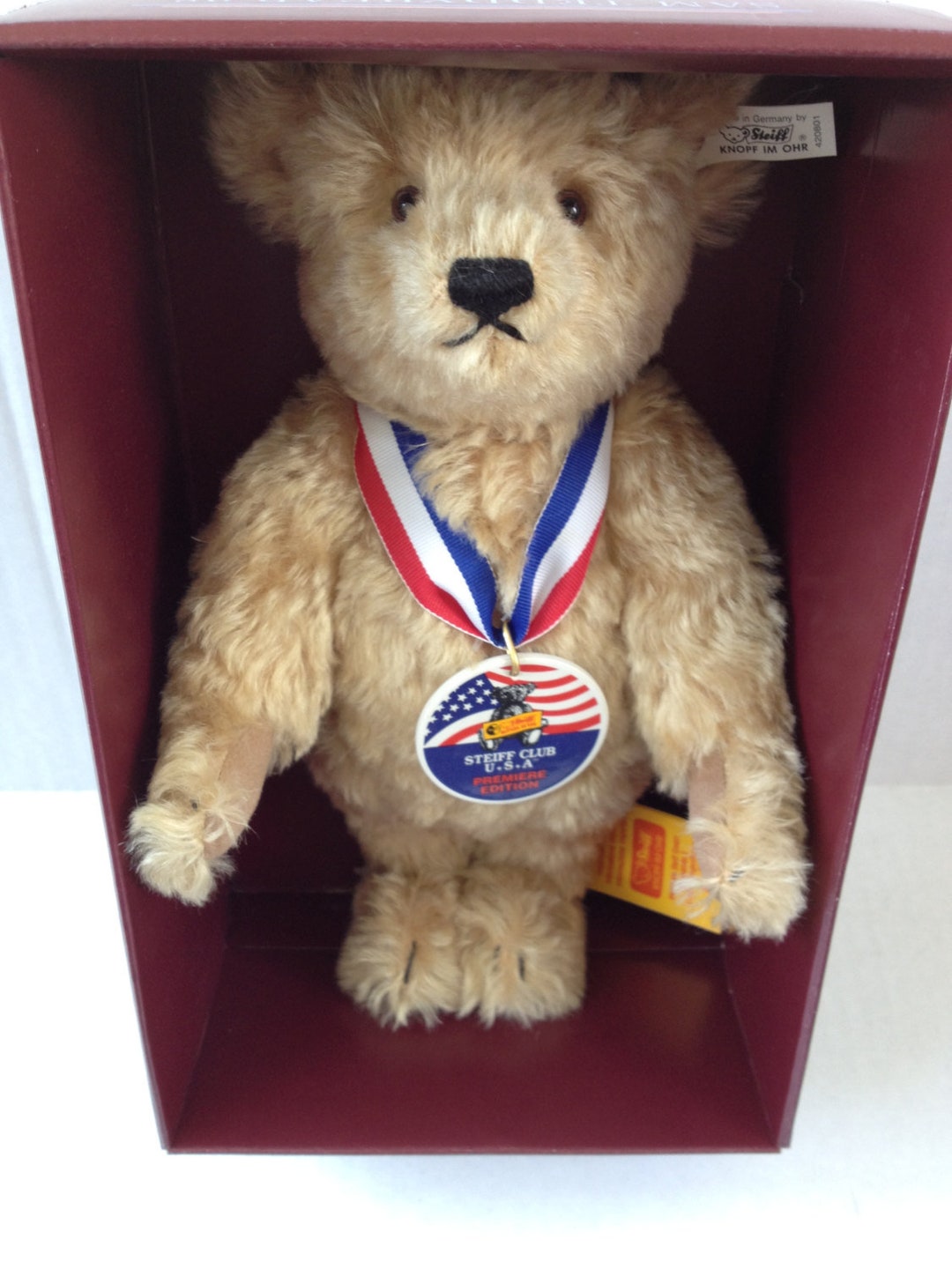 1993 USA Steiff Club Sam Teddybear 28 in Original Box , US