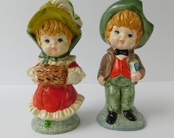 Vintage Victorian Boy and Girl Figurines, Made in Sri Lanka