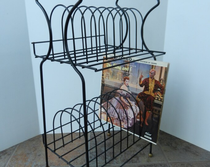 Mid Century Metal Record Stand Vinyl Record Rack Record Etsy