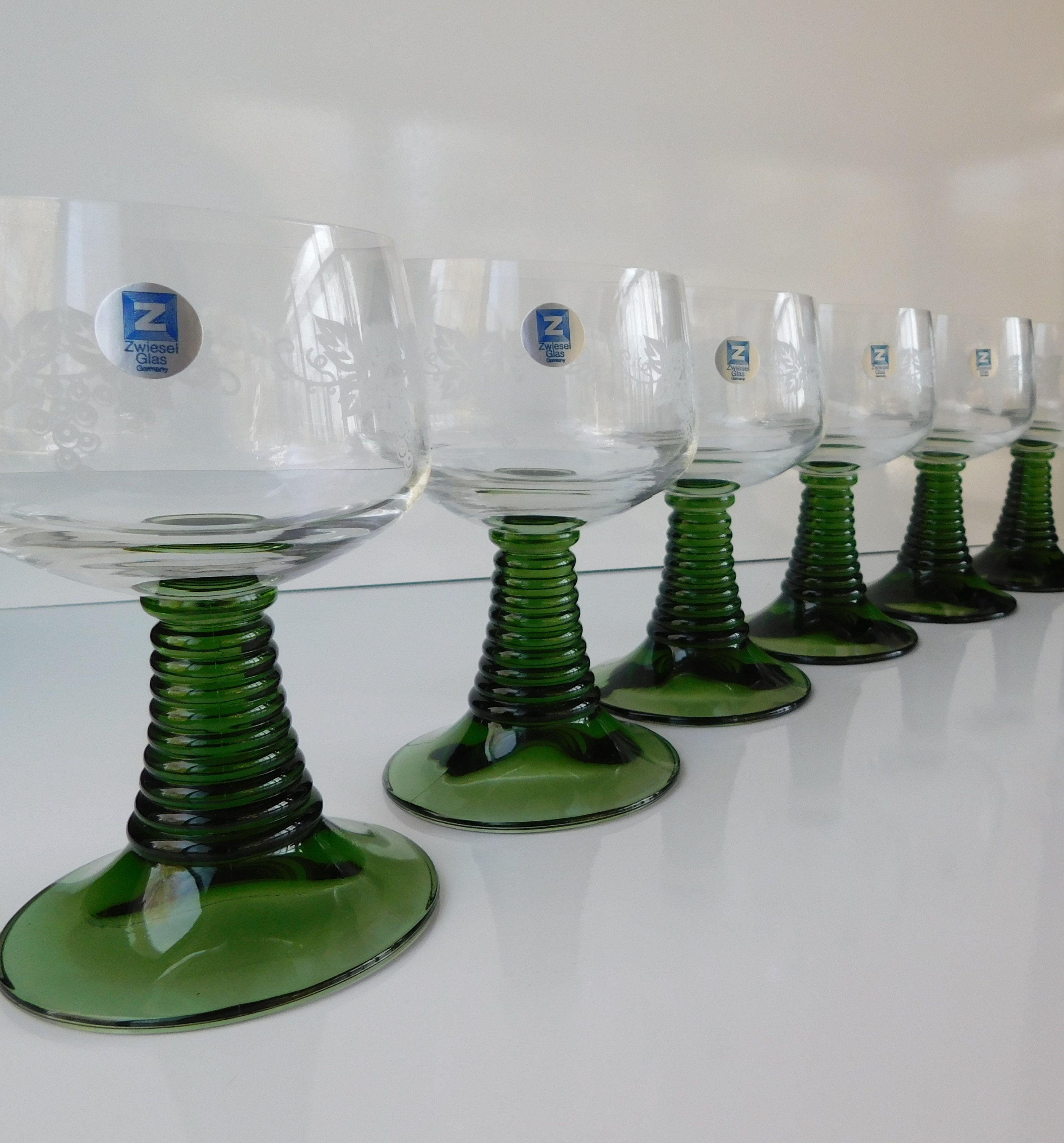 Set of 6 Green Stem German Romer Wine Glasses Schott Zwiesel - Etsy