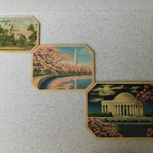Set of 3 Vintage Washington DC Souvenir Trivets, Capitol Building, Washington Monument, Cherry Trees, Jefferson Memorial