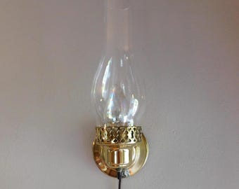 Vintage Gold Tone Wall Light, Electric Wall Sconce, Accent Light