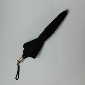 Black Vintage Knirps Umbrella with Silver Tone Handle and Wrist Strap, Made in Canada