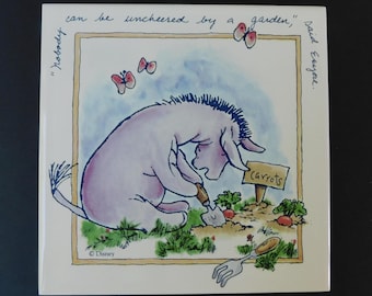 NOS Classic Pooh Eeyore Trivet or Wall Hanging from Selandia Designs, Eeyore in the Garden