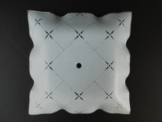 Square Mid Century Ceiling Light Shade Light Cover Glass Shade Atomic Stars Star Grid Retro Lighting 4 Point Stars White And Clear