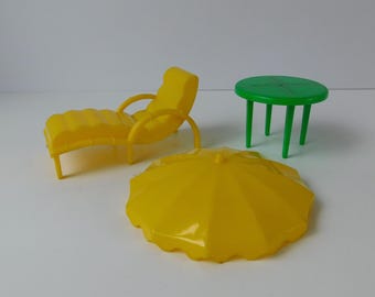 Vintage 3 Piece Set of Marx Dollhouse Patio Furniture, 3/4" or 1:16 Scale, Marx-A-Mansion, Marxie Mansion