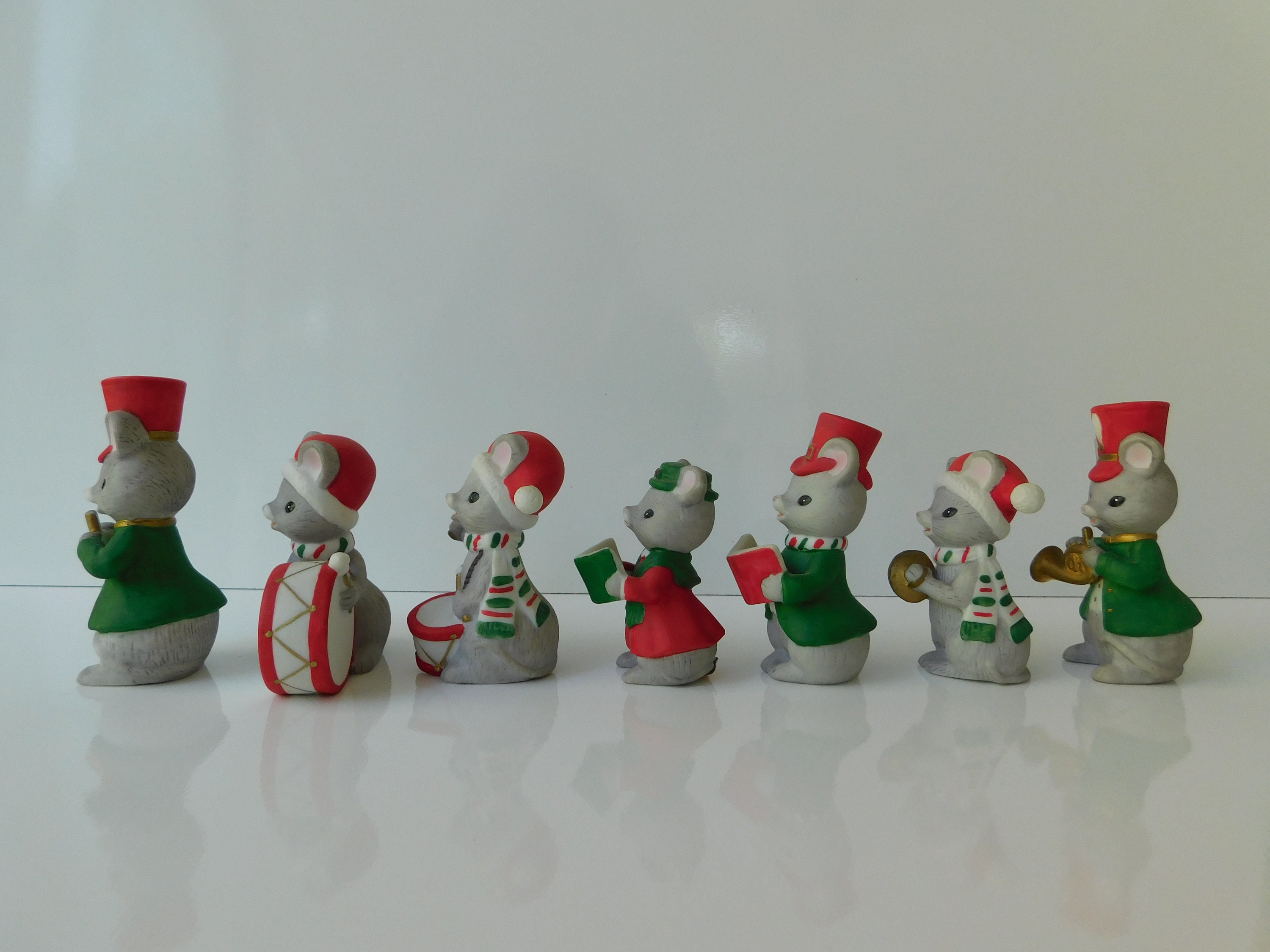 Lefton Labels Set of 7 1984 Lefton Frisky Friends Christmas Mice Figurines With ...