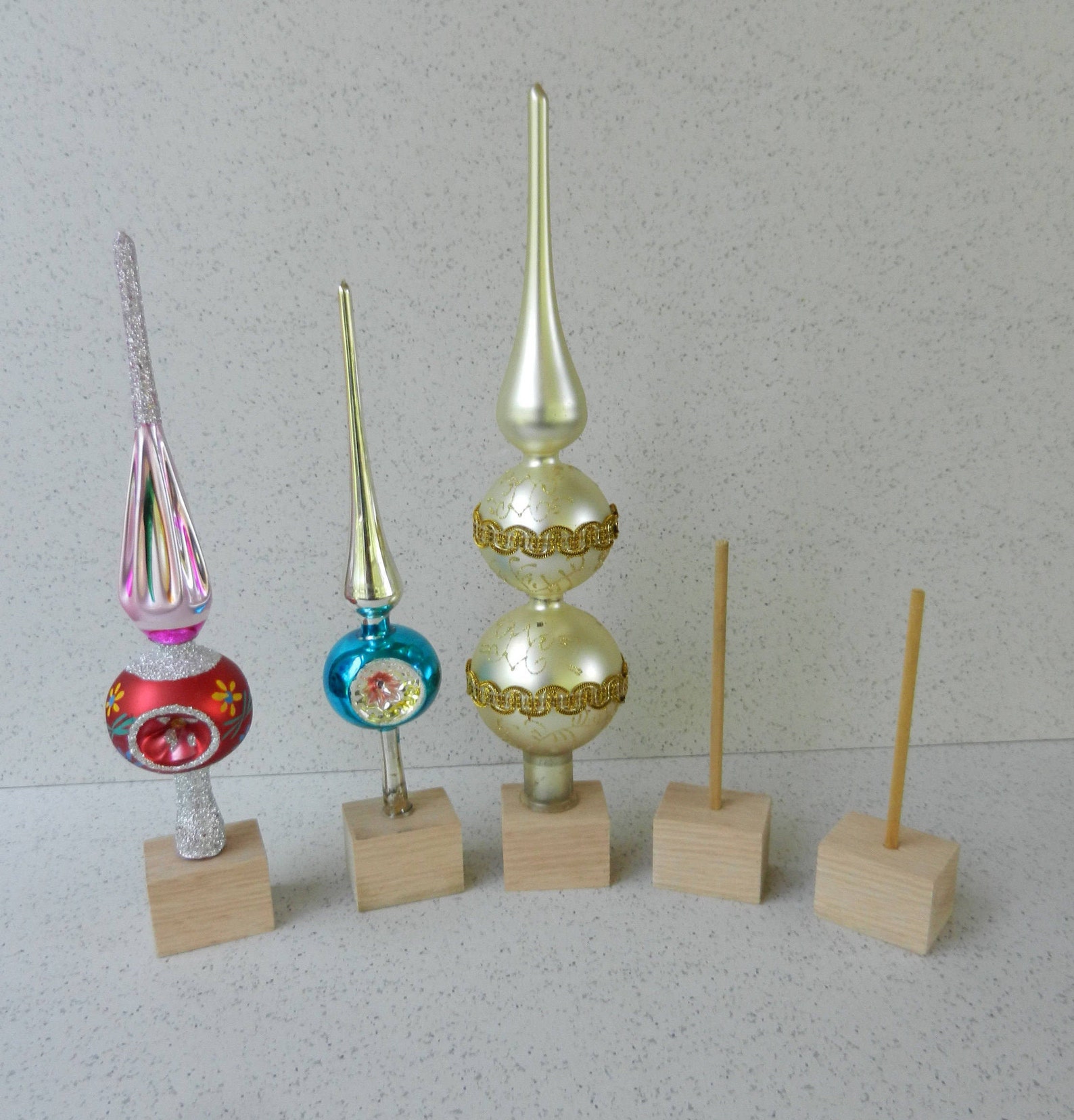 Set of 5 Wooden Christmas Tree Topper Stands Tree Topper Etsy