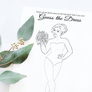 Unique Bridal Shower Game with CURVY BRIDE Bridal Shower Game Wedding Shower Game Guess the Dress Printable Game Instant Download image 1