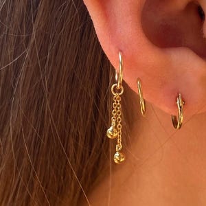 14K Gold Filled Dangly Ball Charm, Gold Hoop Charm, Piercing Chain Charm, Helix Chain Earring, Ear Stack