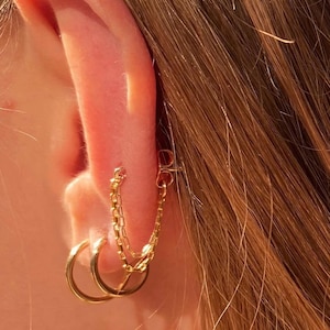 14K Gold Filled Chain Earring ⋆ Piercing Stud Earring ⋆ Cartilage Chain Piercing Earring ⋆ Double Chain Earring