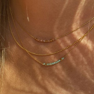 Minimalist Beaded Necklace - Dainty Beaded Necklace - Minimalist Delicate Beaded Necklace - Tiny Colorful Necklace