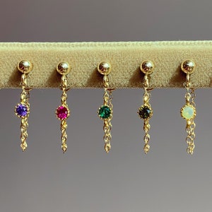 Boucles d'oreilles à tige en chaîne plaquée or – Boucles d'oreilles pendantes délicates – Clous d'oreilles minimalistes en chaîne dorée