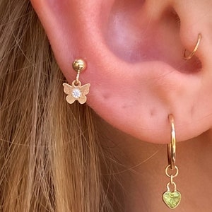 Gold Filled Butterfly Studs - Gold Stud Earrings - Tiny Gold Filled Butterfly Studs