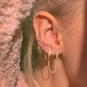 Gold Filled Chain Stud Earrings – Dainty Drop Dangle Earrings – Minimal Gold Chain Studs