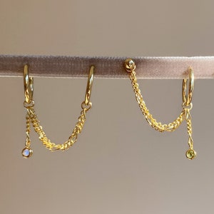 Double Ear Chain - Figaro Earring Chain, Helix Chain Earring, Chain Earrings, Earring Charms